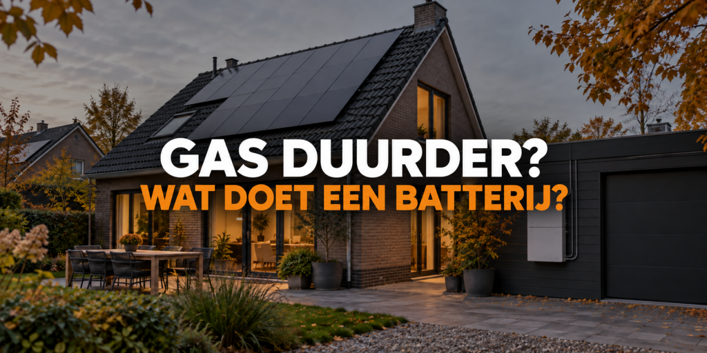 Foto bij artikel over thuisbatterij en gasrekening: a real photographed modest dutch family house in early autumn